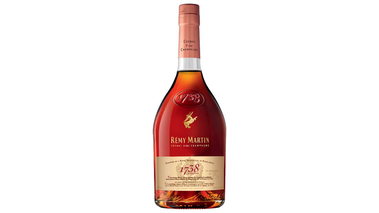 A bottle of Rémy Martin 1738 Accord Royal, one of the best celebrity cognacs