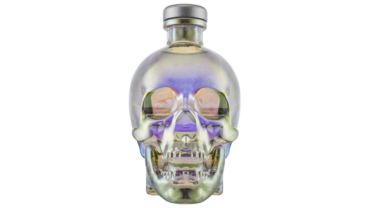 A bottle of Crystal Head, an exemplary celebrity spirit