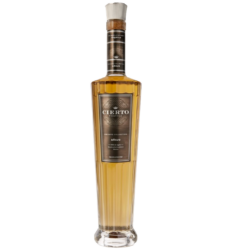 An elegant bottle of Cierto Tequila Private Collection Añejo in front of a plain, translucent background