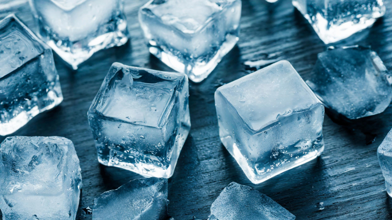Various pure ice cubes on a table