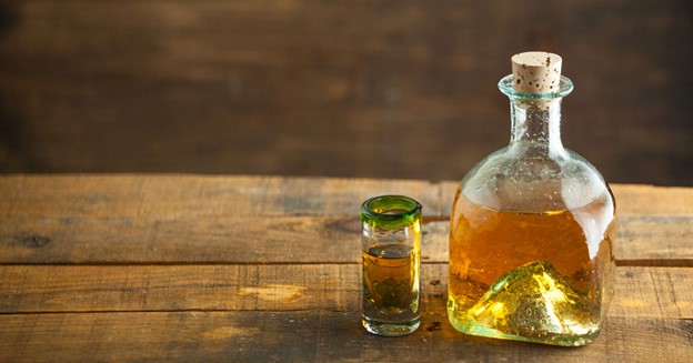 Expensive Tequila on a Rustic Wood Bar