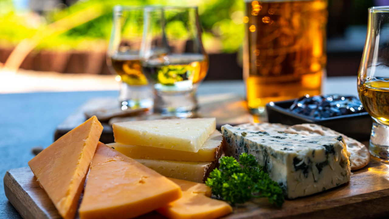 Fine bourbon and other premium spirits paired with cheese