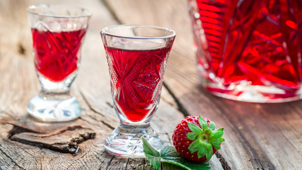 Celebratory Liqueur glasses with fruit