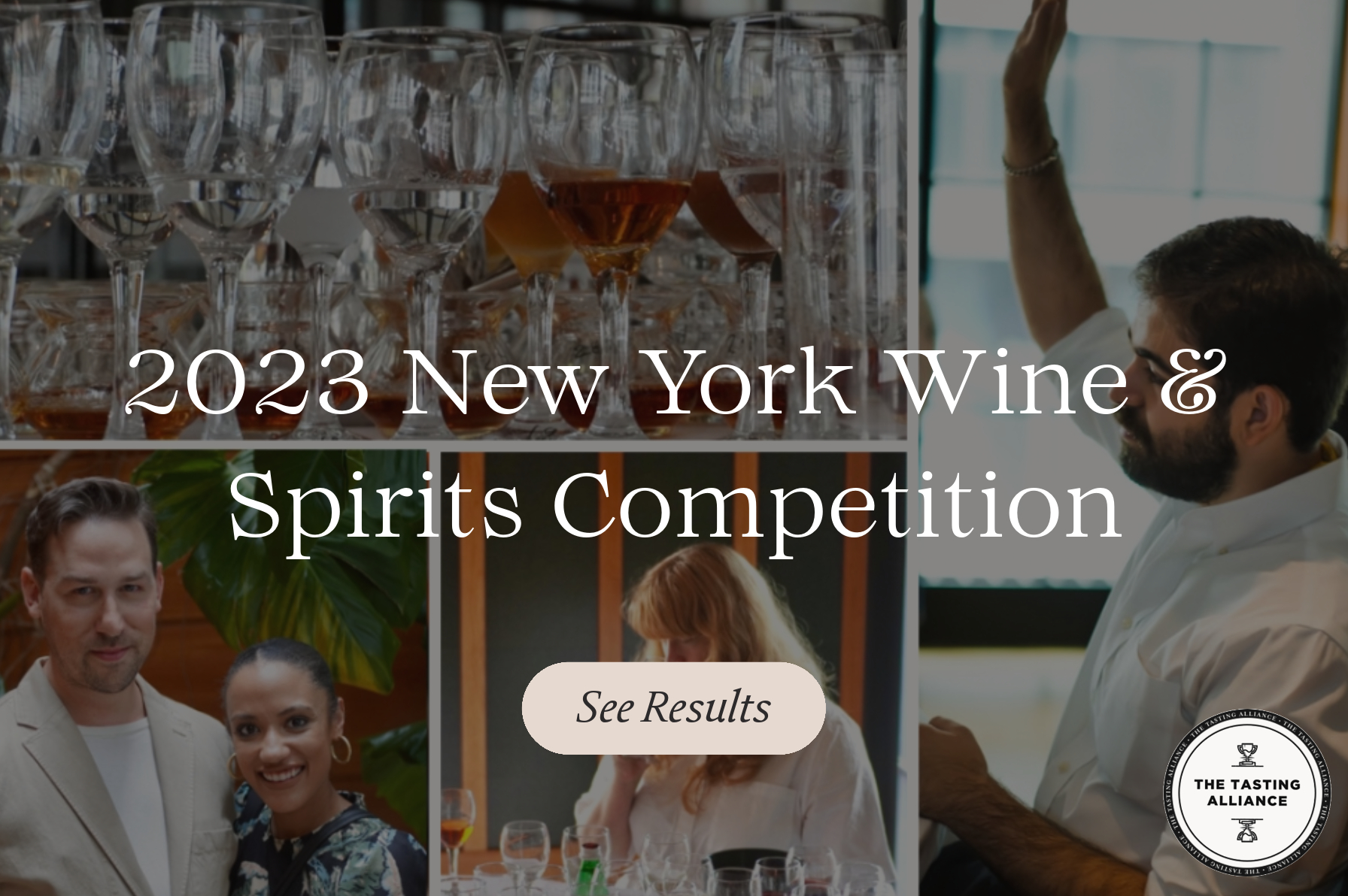 A collage of pictures from The Tasting Alliance's 2023 New York World Wine & Spirits