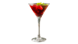 A romantic Raspberry Martini drink with a blank, translucent background
