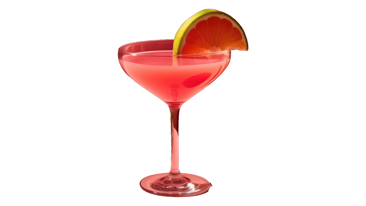 A romantic drink, sparkling cosmopolitan, with a translucent background