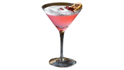 Pomegranate Martini, a romantic drink, in front of a translucent background