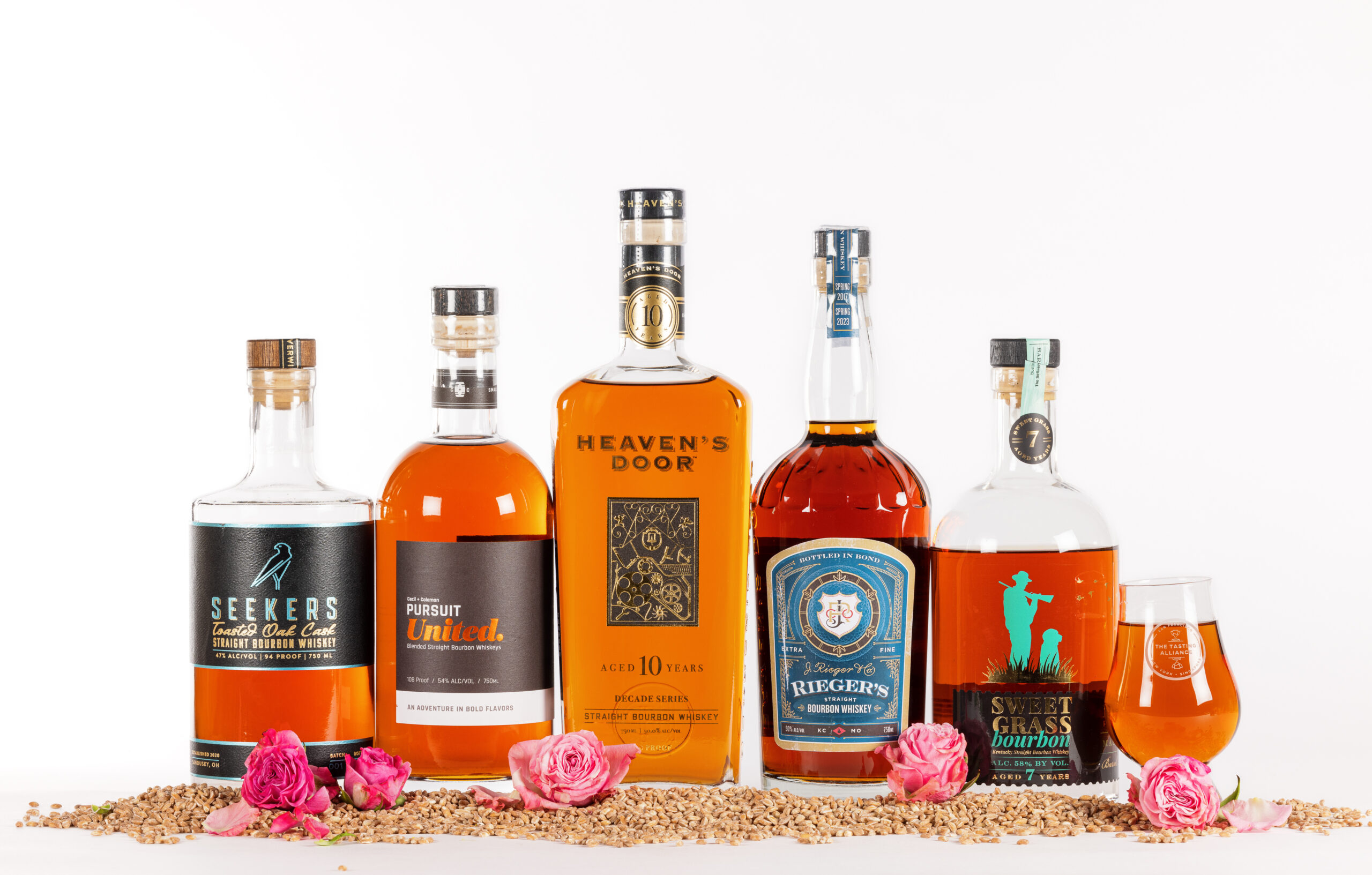 Bottles of winning bourbon whiskies from The Tasting Alliance's San Francisco World Spirit Competition 2023