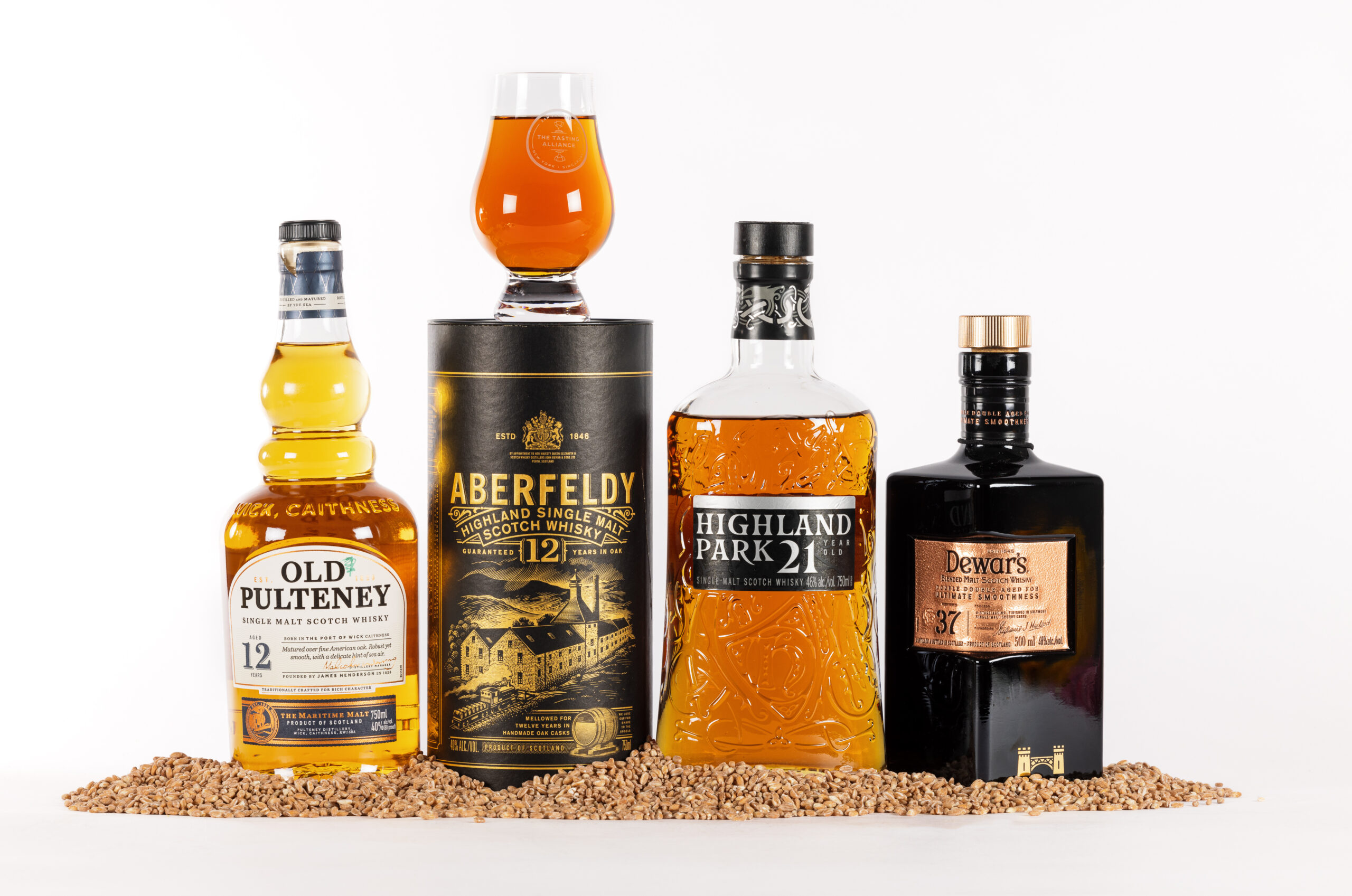 Elegant bottles of the winning Irish Whiskeys from The Tasting Alliance's San Francisco World Spirits Competition 2023