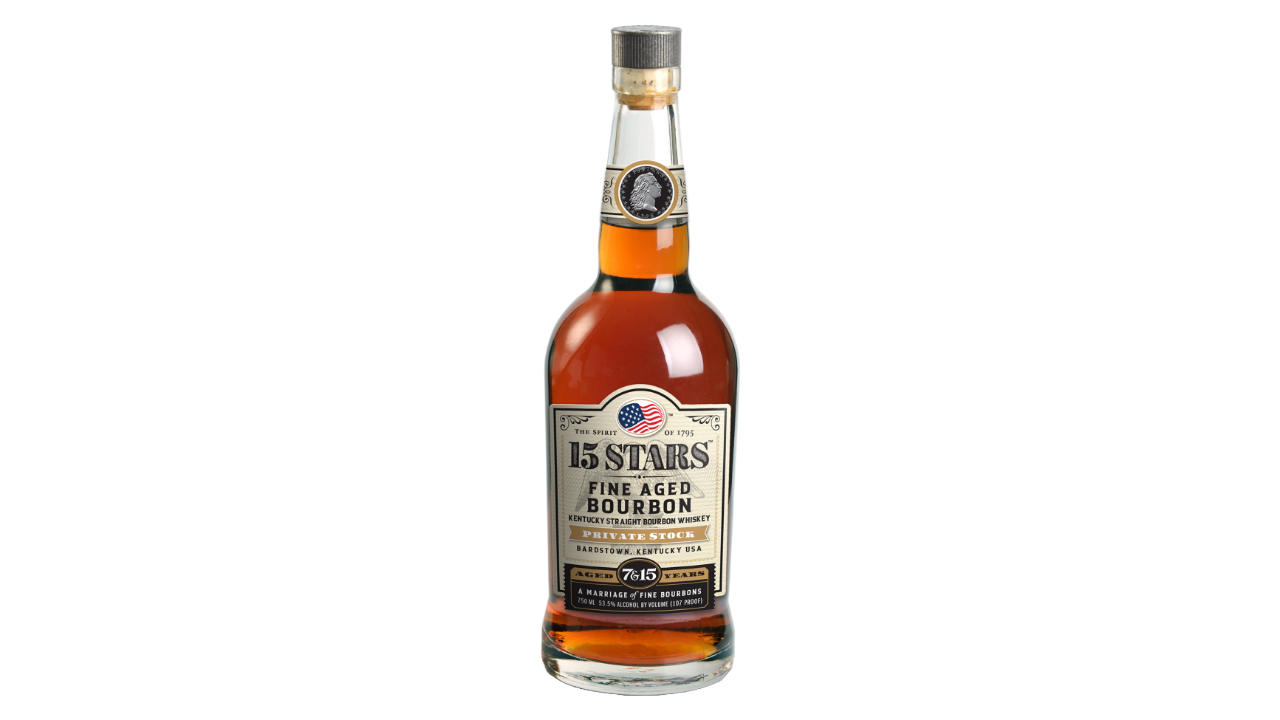 A bottle of 15 STARS 14 Year Old Timeless Reserve, one of the top bourbons of 2024